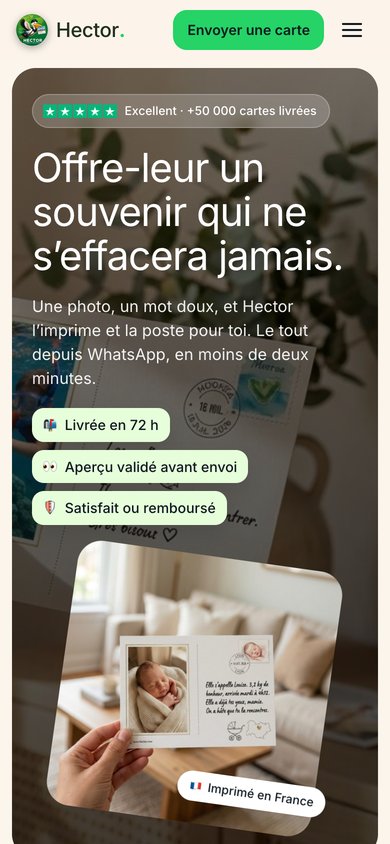 Aperçu de la version mobile du site Hector